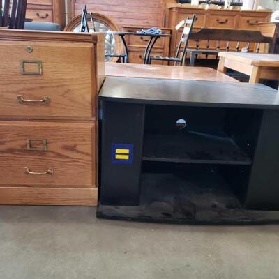 2326 • Wooden Entertainment Center and Wooden File Cabinet
