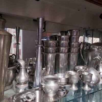 #878 â€¢ Pewter Cups, Trays, Pitchers, Coasters and Other Pewter Items