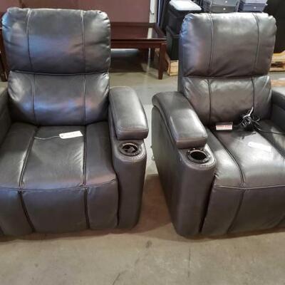 #2292 • 2 Leather Power Recliners