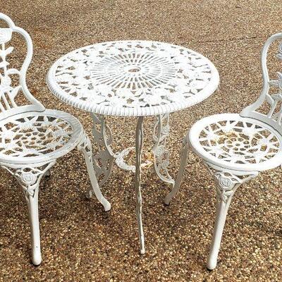 White Iron Bistro Set (Chairs are heavy/Table Light)