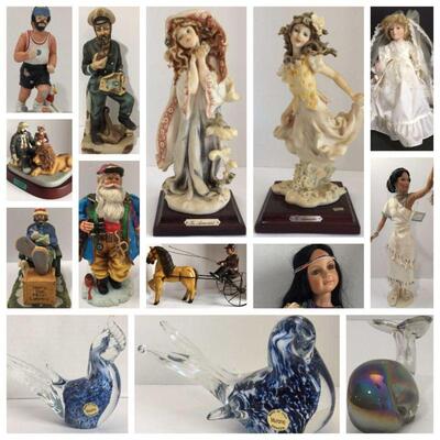 Collectible Figures: Ron Lee Sculptures, 1998 Armani Figurines, John Brumley Figurines, Signed Emmett Kelly Figurines, Ensco Sculptures,...