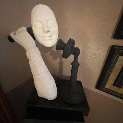 Floating Head Candlestick Phone Sculpture Austin Productions 1988 John Cutrone Signed Art Display