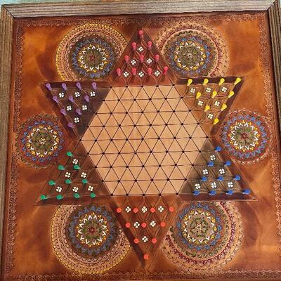 Leather Chinese checkers board & leather chess board