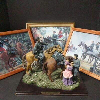 Scene measures 12"x7.5"x9". Comes with three Civil War Prints measuring 12"x10"....
