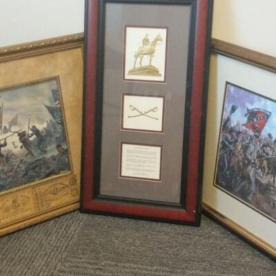 Fight scene with money: 22"x18.5" Gold leaf: 13"x24" General Lee on horseback: 22"x18"...