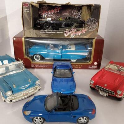 1:24 Scale Coors Bandit Trans Am, plastic on top is torn. 1:18 scale 1957 Chevy Bel Air in box 1:18 scale Chevy Bel Air out of box 1:18...