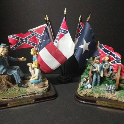Two Southern Heritage Collection pieces from 2001 (9"x6"x7"). Comes with five flags in stand (12" tall)....