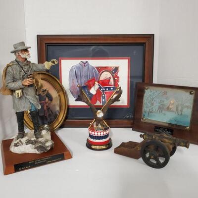 Heart of Confederacy General Lee by Rod Bench 7x13", wood cannon 8x3", Southern Heritage eagle 3.5x10", Lee at...