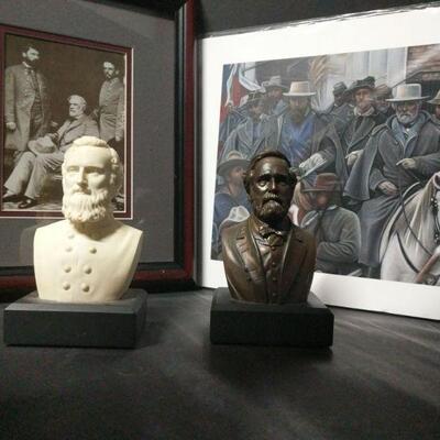 The first artwork appears to be a copy of a photo of Robert E. Lee. It measures 11"x13". The second artwork is a print of an...