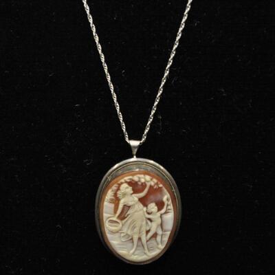 Mother and child cameo necklace