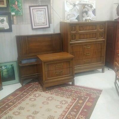 seventies twin beds, night stand, and tall chest
300.00