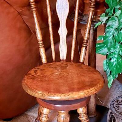 Wood Chair with Glass Marble Cast Iron Claw Feet