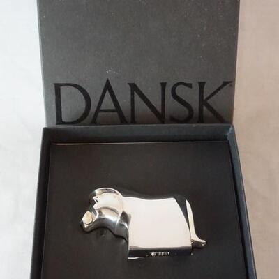 1013	DANSK SILVER PLATE LION PAPER WEIGHT NEW IN BOX
