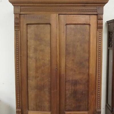 1060	CARVED WALNUT VICTORIAN ARMOIRE, 2 DOORS & ONE DRAWER, 55 IN WIDE X 95 IN HIGH, AS FOUND, IN NEED OF RESTORATION
