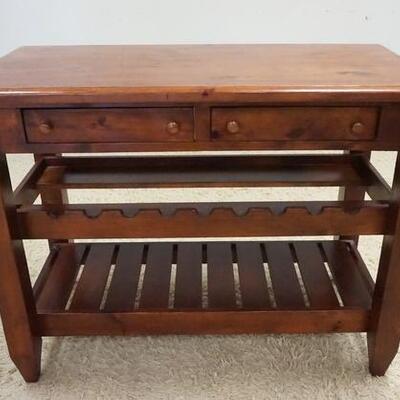 1068	2 DRAWER TABLE W/WINE RACK BASE, 48 IN X 24 IN X 37 IN HIGH
