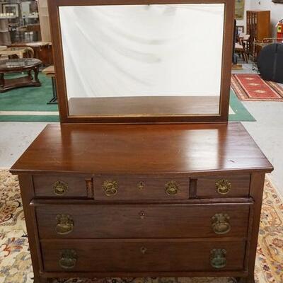 1026	MAHOGANY 3 OVER 2 DRAWER CHEST W/MIRROR, 54 IN WIDE X 66 1/2 IN HIGH
