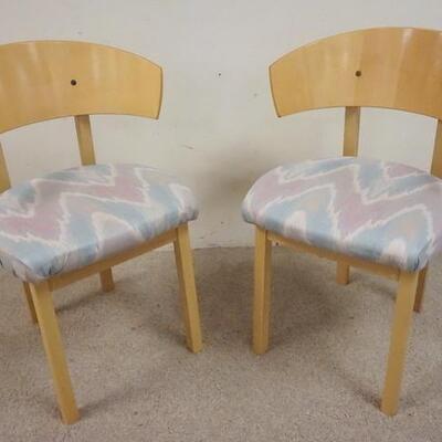 1049	PAIR OF BLONDE MODERN CHAIRS W/LAMINATED CURVED BACKS, 20 1/4 IN WIDE X 31 IN HIGH
