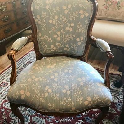 Reproduction of French 18th century Louis XV  fauteuil [armchair with hand carved flower decor $450