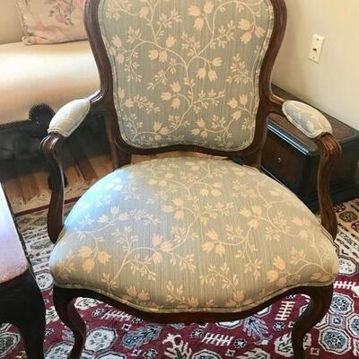 French 18th century Louis XV  fauteuil [armchair with hand carved flower decor $895