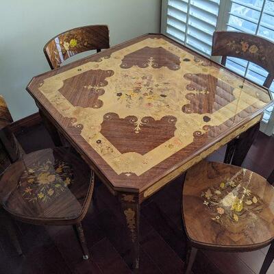Game table: as shown and with chess board and backgammon board 