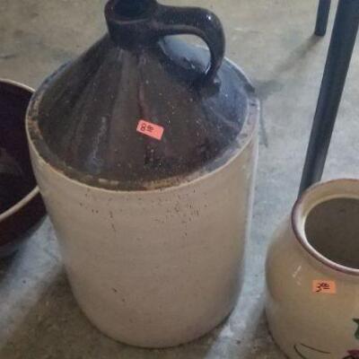 Three different items, ceramic bowl, ceramic pot and a large jug
