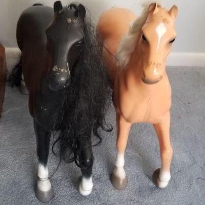 two vintage toy horses, in good condition, normal wear and tear