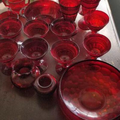 red glass ware vintage
