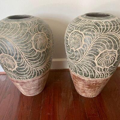 Lot 026-JK: Pair of Ceramic Urns