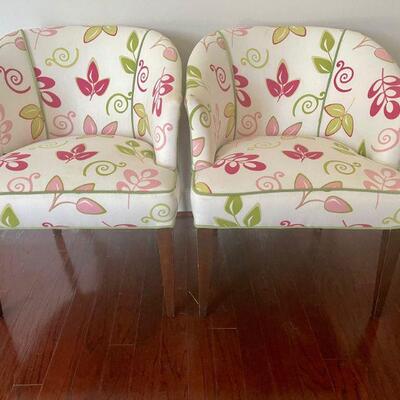 Lot 025-JK: Pair of Colorful Barrel Chairs
