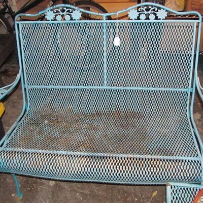 1950's Metal Patio Furniture - 3 pc settees & table