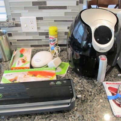 Food Saver Sealer, Power Air Fryer, Kitchen Aid Booklet & Bread Hook