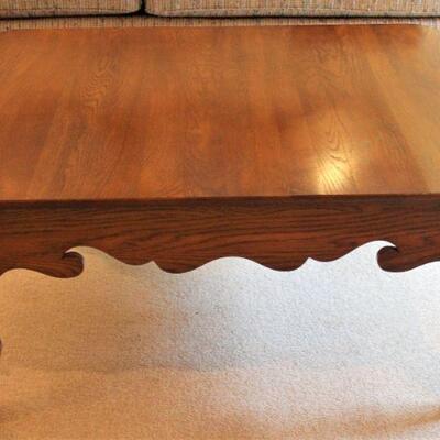 Thomasville large, oak square coffee table.