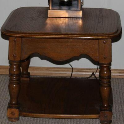 Solid wood end table.