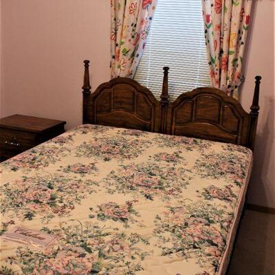 Queen size bed includes mattress, box springs, frame and headboard.
