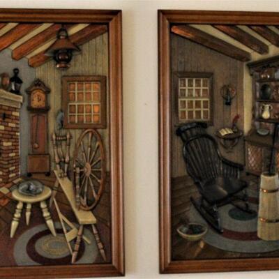 Raised, early American artwork set.
