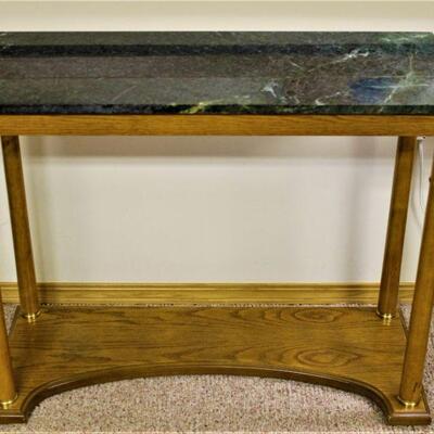 Marble top oak accent, sofa table.