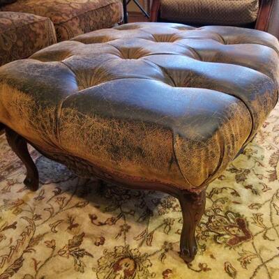 Distressed Leather Ottoman $275