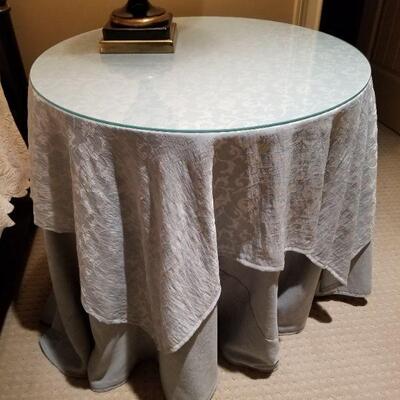 Pressboard Side Table with glass and Tablecloth  $50