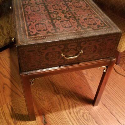 Theodore Alexander Asian Tooled Leather End Table  24