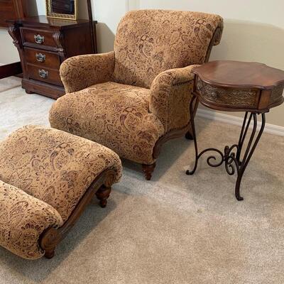 Upholstered Chair + Ottoman                                              Chair measures 32
