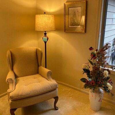 Wing chair, lamp & more