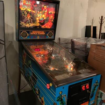1993 Judge Dredd pinball machine, plays great, superpin—$3495