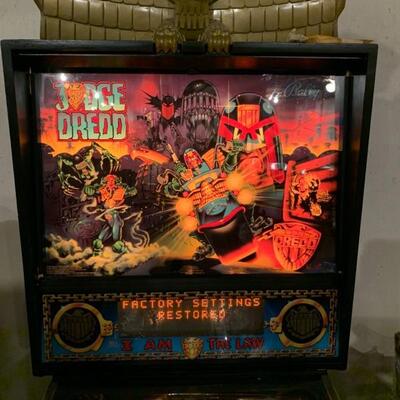 1993 Judge Dredd pinball machine, plays great, superpin—$3495