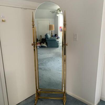 Brass floor mirror