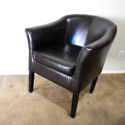Leather Barrel Style Arm Chair