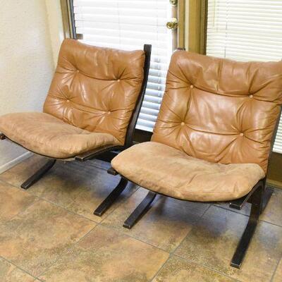 2 Leather Chairs and 1 Leather Ottoman