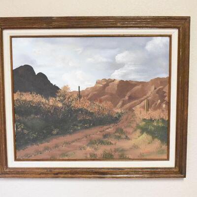 Acrylic Mountain Scene Painting Signed Claire 1/80