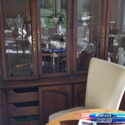 Large dining room hutch, all glass front and glass shelves