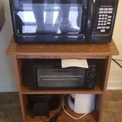 Small cart, microwave oven and other kitchen appliances