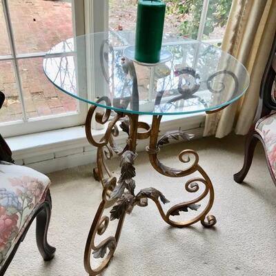Wrought iron and glass table $169
22